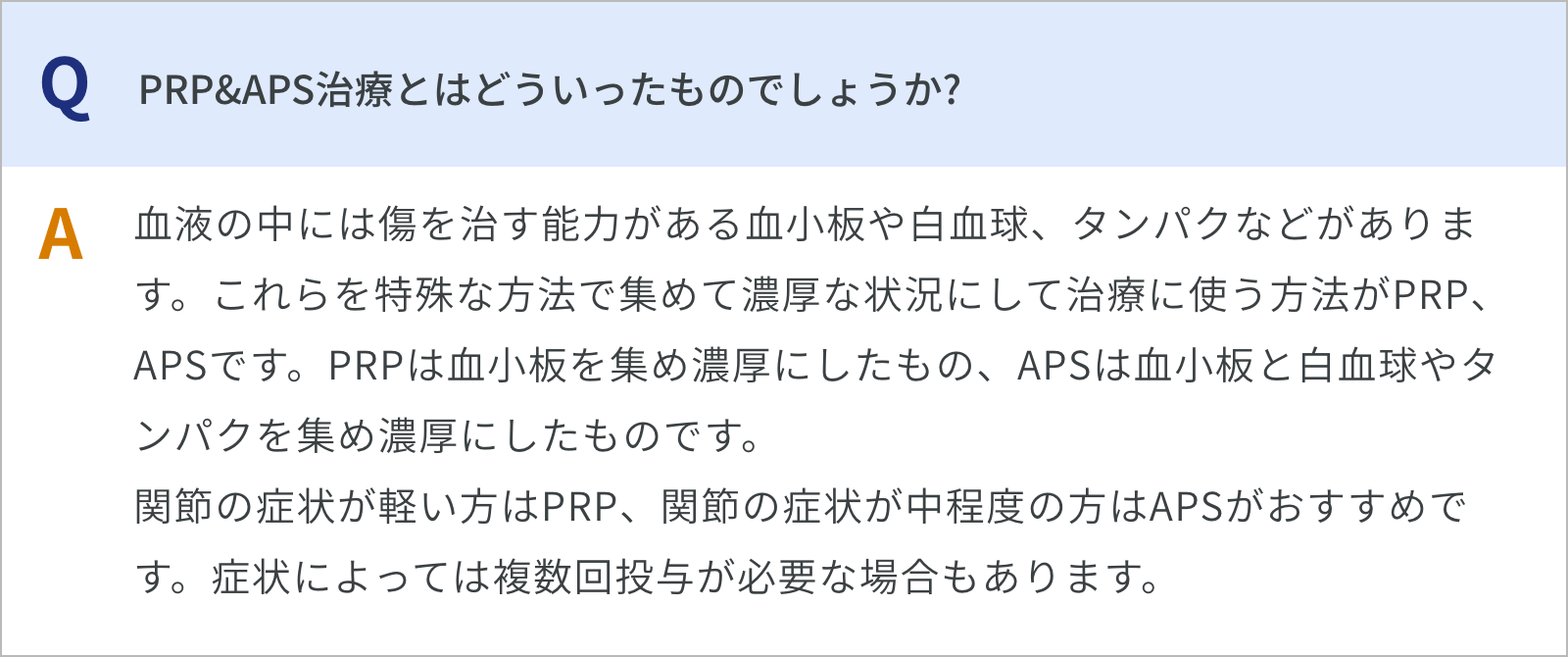 PRP&APS治療とはどういったのもでしょうか?