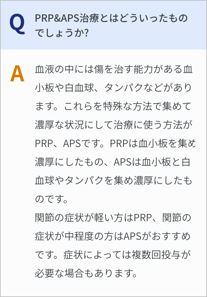 PRP&APS治療とはどういったのもでしょうか?